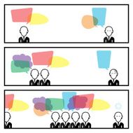 Speech Bubble Communication With Businessman In Three Box Story N3