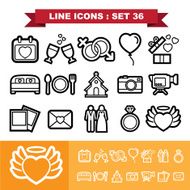 Wedding love Line icons set 36 N2