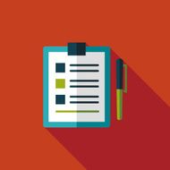 Clipboard flat icon with long shadow N6