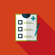 clinical record flat icon with long shadow N6