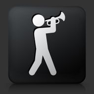 Black square button with Person Playing Trumpet