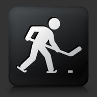 Black Square Button with Hockey Icon