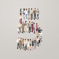 People forming the number 5