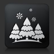Black Square Button with Forest in Winter
