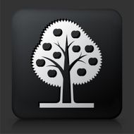 Black Square Button with Apple Tree