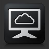 Black Square Button with Monitor Cloud Computing Icon