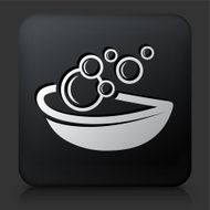 Black Square Button with Bubble Soap Icon