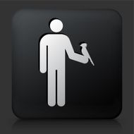 Black Square Button with Man &amp; Parrot Icon
