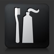 Black Square Button with Toothbrush &amp; Paste Icon