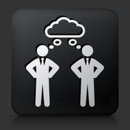 Black Square Button with Though Bubble Icon