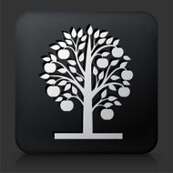 Black Square Button with Apple Tree N2