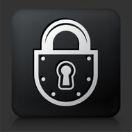 Black Square Button with Security Lock Icon N30