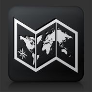 Black Square Button with World Map