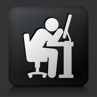 Black Square Button with Sleepless Worker