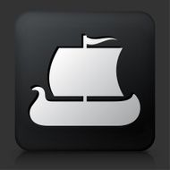 Black Square Button with Viking Ship
