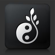 Black Square Button with Yin &amp; Yang Icon