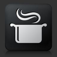 Black Square Button with Steam Pot Icon