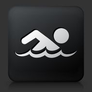Black Square Button with Swimming Icon N5