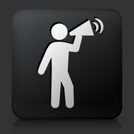 Black Square Button with Rally Megaphone Icon