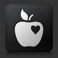Black Square Button with Apple Love