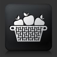 Black Square Button with Apple Basket