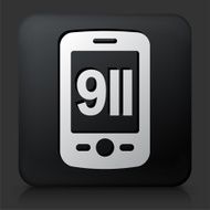 Black Square Button with 911 Phone Service N2