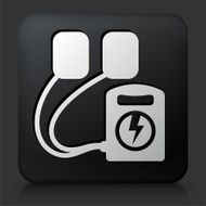 Black Square Button with Defibrillator