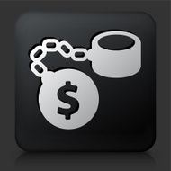 Black Square Button with Money Ball &amp; Chain Icon