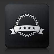 Black Square Button with Five Star Rating Icon