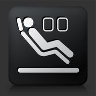 Black Square Button with Sitting in Airplane Icon