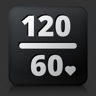 Black Square Button with Heart Beat Icon