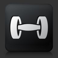 Black Square Button with Dumbbells Icon N2