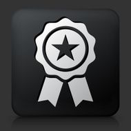 Black Square Button with Star Ribbon Icon