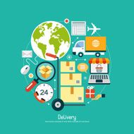 Ð¡oncept e-commerce with set delivery icons