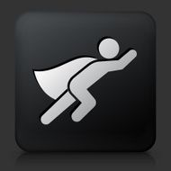 Black Square Button with Superhero Icon