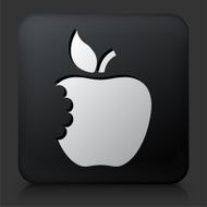 Black Square Button with Eaten Apple