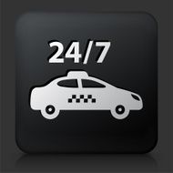Black Square Button with 24 7 Taxicab