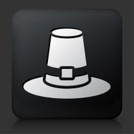 Black Square Button with Pilgrim Hat Icon