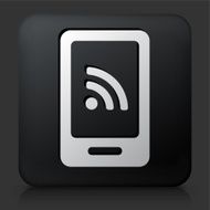 Black Square Button with WiFi Connection on Smart Phone