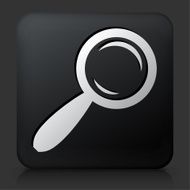 Black Square Button with Magnifying Glass