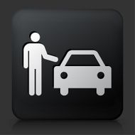 Black Square Button with Man and Car