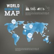 Three dimensional polygonal world map and infographics templates N3