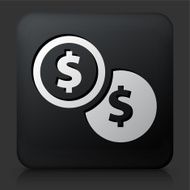 Black Square Button with Dollar Coins Icon