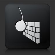 Black Square Button with Demolition Icon