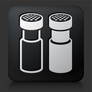 Black Square Button with Salt &amp; Pepper Shacker Icon