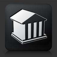 Black Square Button with Law Building Icon