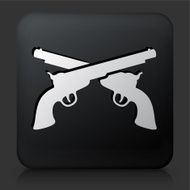 Black Square Button with Pistols Icon