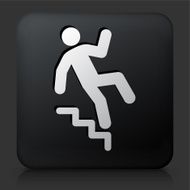 Black Square Button with Falling Down Stair Icon