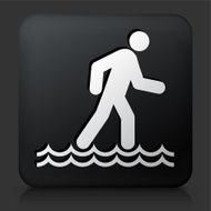 Black Square Button with Walking on Water Icon