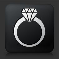 Black Square Button with Diamond Ring Icon